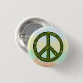 Friedenszeichen grün  ronde button 3,2 cm (Voorkant /achterkant)