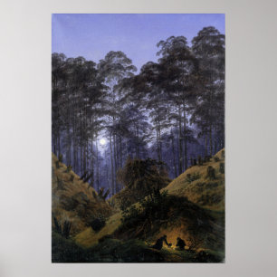 Friedrich - Forest Interior door Moonlight Poster