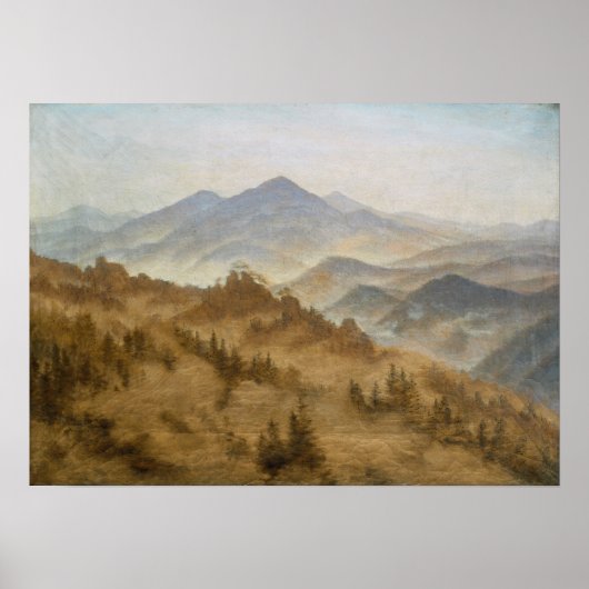 Friedrich - Rosenberg in het Bohemen - gebergte Poster (Voorkant)