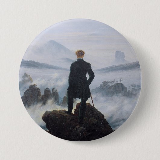 Friedrich's Wanderer boven het Zee Fog Ronde Button 7,6 Cm (Voorkant)