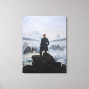 Friedrich's Wanderer boven het zee mist Canvas Afdruk