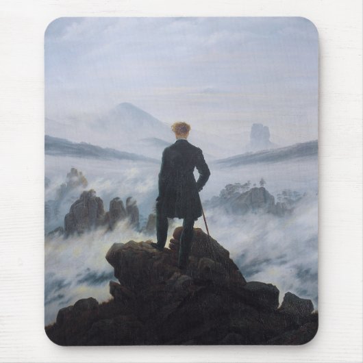 Friedrich's Wanderer boven het zee mist Muismat (Voorkant)