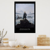 Friedrich's Wanderer boven het zee mist Poster (Keuken)