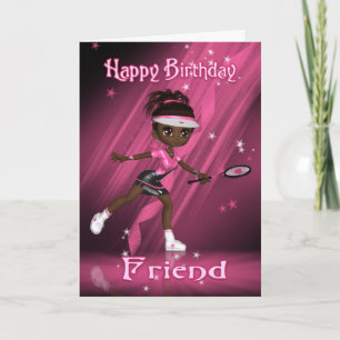 Friend Birthday Card Tennis Player - African Ameri Kaart