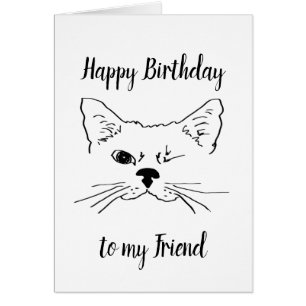 Friend Birthday Humor Quote Winking Cat Fun
