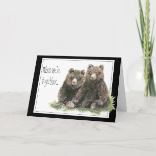 Friend Birthday Watercolor Bears, Cute Animals Kaart