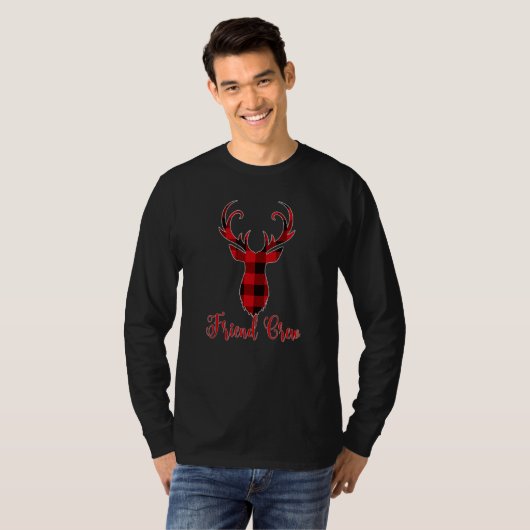 Friend Crew-kerstman Rood Pset Reindeer Pajama Co T-shirt (Voorkant volledig)
