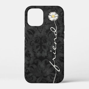 Friend Daisy on Black Damask Hoesje-Mate iPhone Ca 12 Mini Hoesje