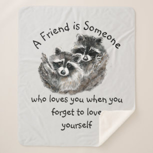 Friend houdt van je Cute Raccoons Animal Art Sherpa Deken