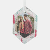 Friend Photo Doodle Trees Hexagon Glass Ornament (Voorkant links)