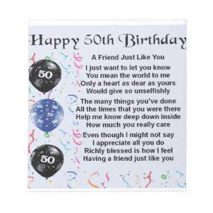 Friend Poem 50th Birthday Notitieblok