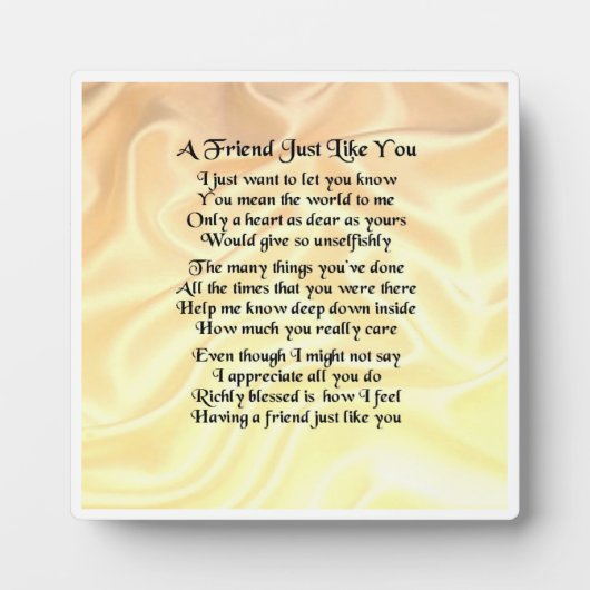 Friend Poem Plaque - Cream silk Design Fotoplaat (Voorkant)