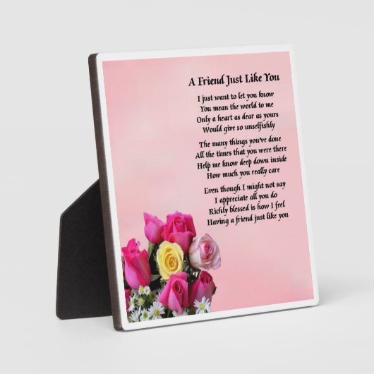 Friend Poem Plaque - Design Rose (Recto)