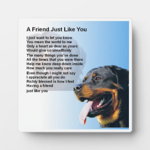Friend Poem Plaque - Rottweiler Dog Design Fotoplaat