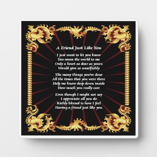 Friend Poem Plaque - Zwart design Fotoplaat (Voorkant)