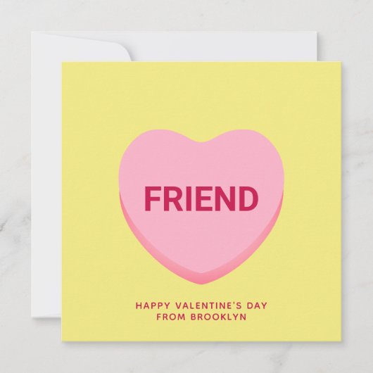 Friend yellow conversation heart Valentine's Day Kaart (Voorkant)