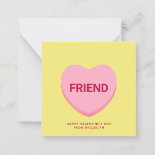 Friend yellow conversation heart Valentine's Day Notitiekaartje