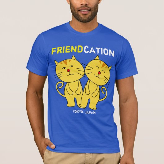 Friendcation Cat Cartoon T-shirt (Voorkant)