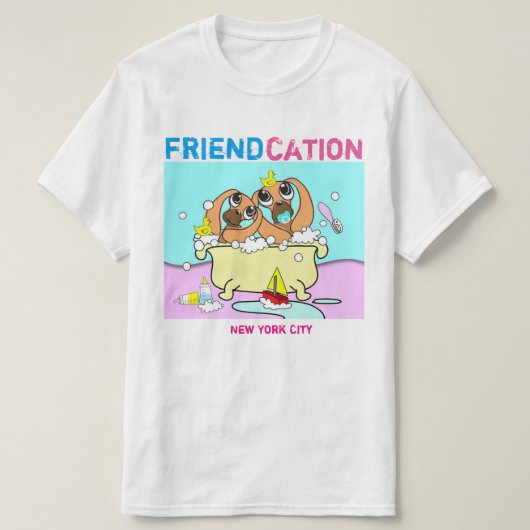 Friendcation Puppy Cartoon T-shirt (Design voorkant)