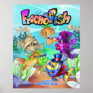 FriendFish mignon dessin animé poster de poisson