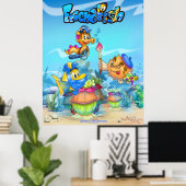 FriendFish mignon dessin animé poster de poisson (Bureau à domicile)