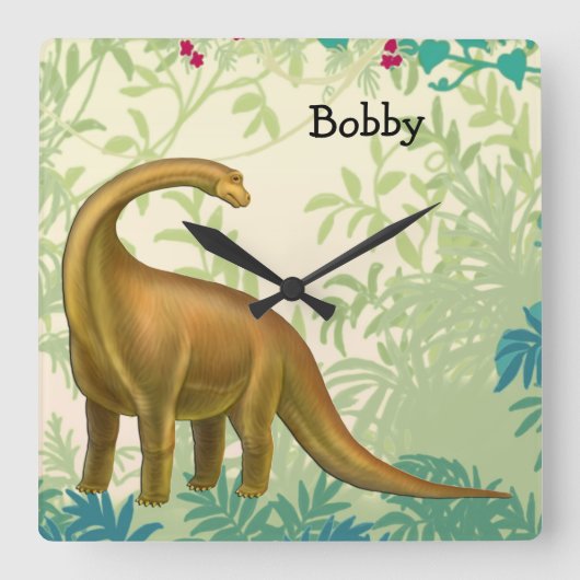 Friendly Brachiosaurus Dinosaur Wall klok (Voorkant)