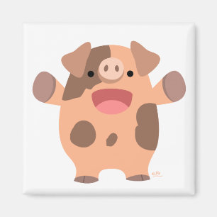 Friendly Cartoon Pig magnet Magneet