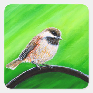 Friendly Chickadee Painting Vierkante Sticker