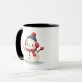 Friendly Cozy Kawaii Snowman Snowflake Design Mok (Voorkant links)