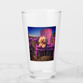 Friendly Cute Shih Tzu Puppy Smiles, Purple Chair Glas