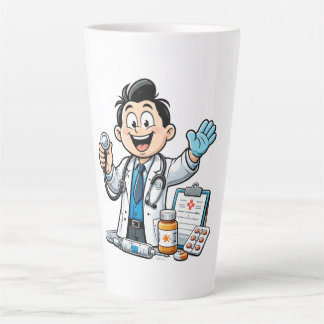Friendly Doctor Mascot Medical Cartoon Design Latte Mok