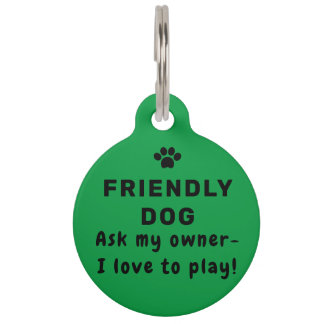 Friendly Dog ID Label in Green Huisdierpenning