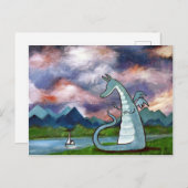 Friendly Dragon Art Briefkaart Cute Whimsical (Voorkant / Achterkant)