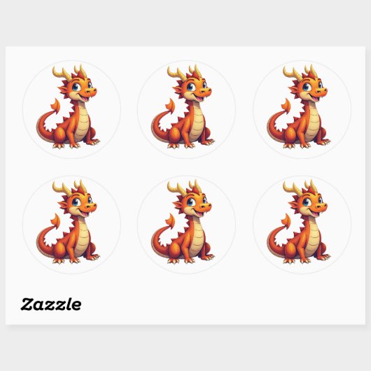 Friendly Dragon Character Sticker  (Feuille)