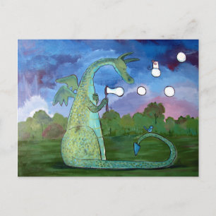 Friendly Dragon Kinder Art Cute Whimsical Briefkaa Briefkaart