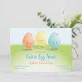 Friendly Easter Hunt Horizontal Cartoon Kaart (Staand voorkant)