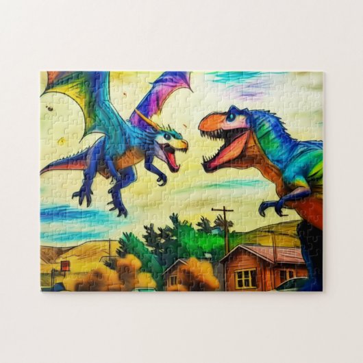 Friendly Encounter -  Dragon and Dinosaur Legpuzzel (Horizontaal)