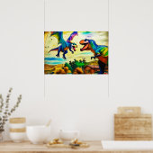 Friendly Encounter - Dragon and Dinosaur Poster (Keuken)