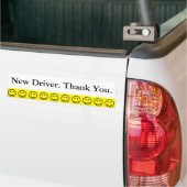 Friendly Face New Driver Dank je tekst Bumpersticker (Op Truck)