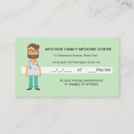 Friendly Family Doctor Benoeming Card Green Afsprakenkaartje