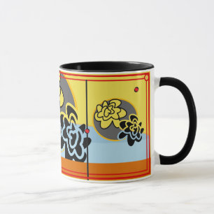 Friendly Flower mok extra blue yellow stripe red