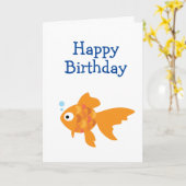 Friendly Gold Fish Illustration Kaart (Gele Bloem)