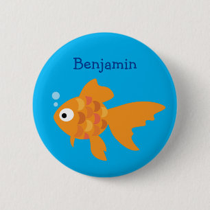 Friendly Gold Fish Illustration Ronde Button 5,7 Cm