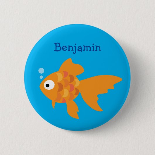 Friendly Gold Fish Illustration Ronde Button 5,7 Cm (Voorkant)