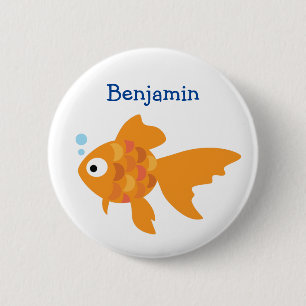 Friendly Gold Fish Illustration Ronde Button 5,7 Cm