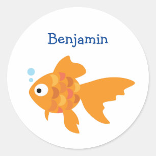 Friendly Gold Fish Illustration Ronde Sticker