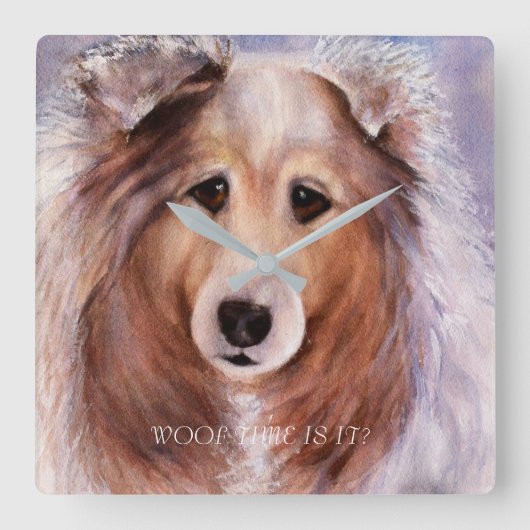 FRIENDLY GOLDEN COLLIE VIERKANTE KLOK (Voorkant)