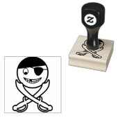 Friendly Jolly Roger Smile Face Pirate met zwaarde Rubberstempel (Gestempeld)