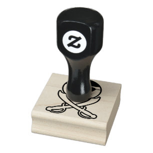Friendly Jolly Roger Smile Face Pirate met zwaarde Rubberstempel