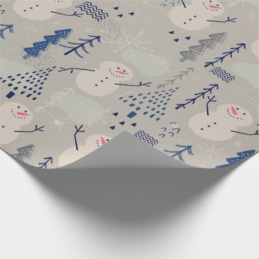 Friendly Little Snowman - gray Cadeaupapier (Hoek)